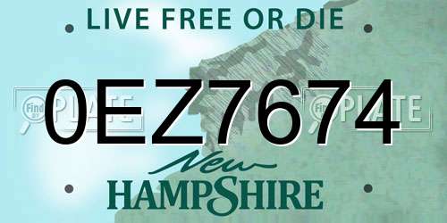 0EZ7674 New Hampshire License Plate
