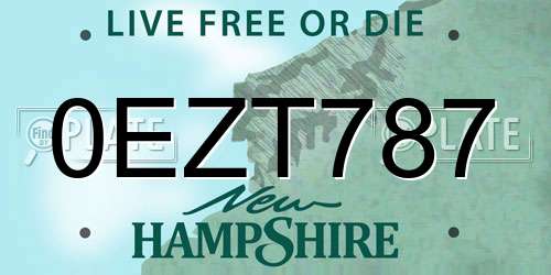 0EZT787 New Hampshire License Plate