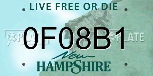 0F08B1 New Hampshire License Plate
