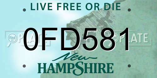0FD581 New Hampshire License Plate