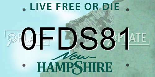 0FDS81 New Hampshire License Plate