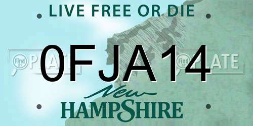 0FJA14 New Hampshire License Plate