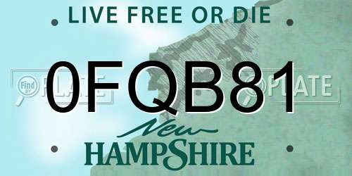 0FQB81 New Hampshire License Plate