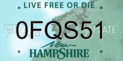 0FQS51 New Hampshire License Plate