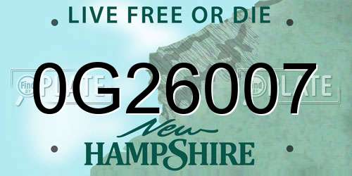 0G26007 New Hampshire License Plate