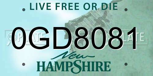 0GD8081 New Hampshire License Plate