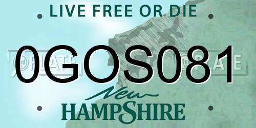 0GOS081 New Hampshire License Plate