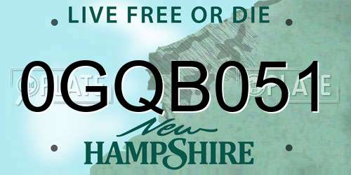 0GQB051 New Hampshire License Plate