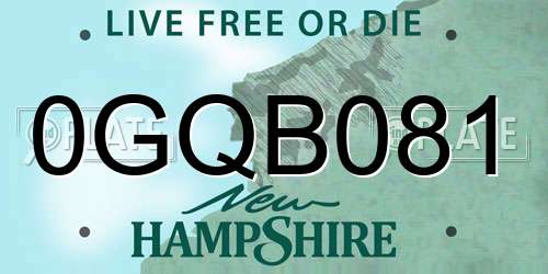 0GQB081 New Hampshire License Plate