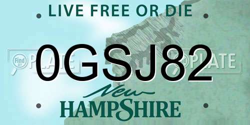 0GSJ82 New Hampshire License Plate