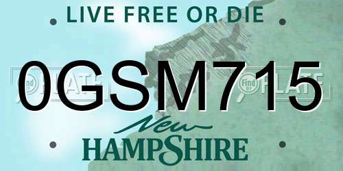 0GSM715 New Hampshire License Plate