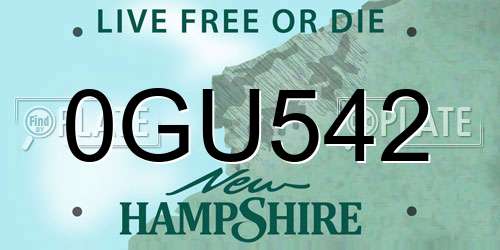 0GU542 New Hampshire License Plate
