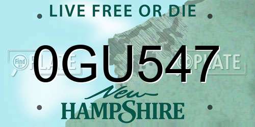 0GU547 New Hampshire License Plate