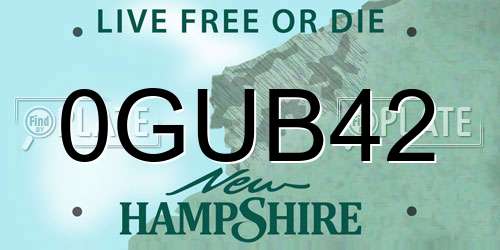0GUB42 New Hampshire License Plate
