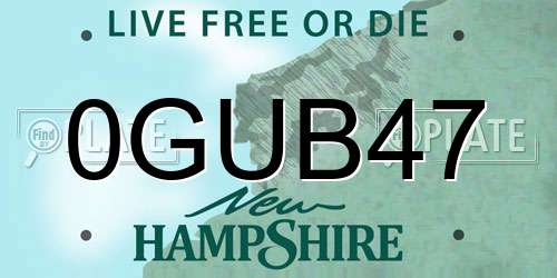 0GUB47 New Hampshire License Plate