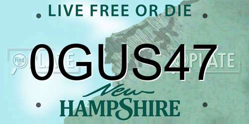 0GUS47 New Hampshire License Plate