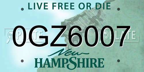 0GZ6007 New Hampshire License Plate