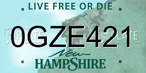 0GZE421 New Hampshire License Plate