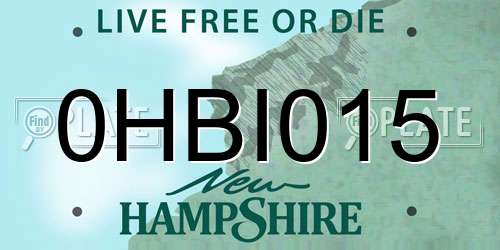 0HBI015 New Hampshire License Plate