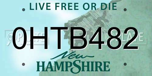 0HTB482 New Hampshire License Plate
