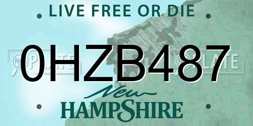 0HZB487 New Hampshire License Plate