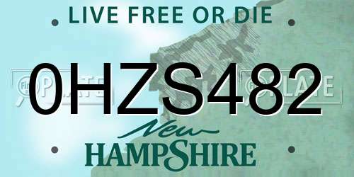 0HZS482 New Hampshire License Plate