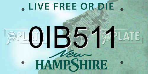 0IB511 New Hampshire License Plate
