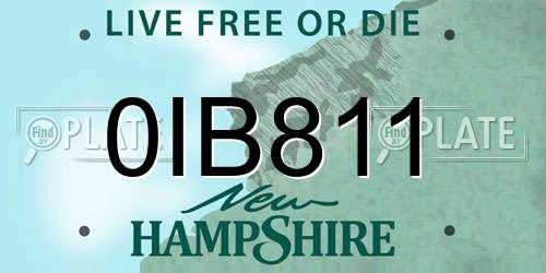 0IB811 New Hampshire License Plate