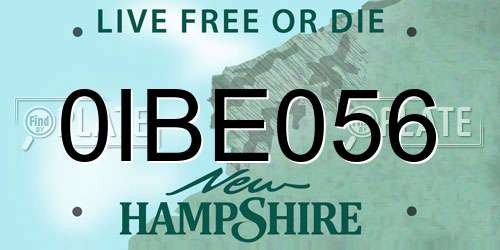 0IBE056 New Hampshire License Plate