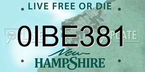 0IBE381 New Hampshire License Plate