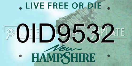 0ID9532 New Hampshire License Plate