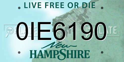 0IE6190 New Hampshire License Plate