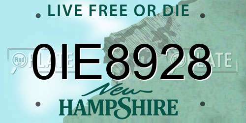 0IE8928 New Hampshire License Plate