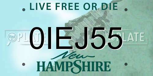 0IEJ55 New Hampshire License Plate