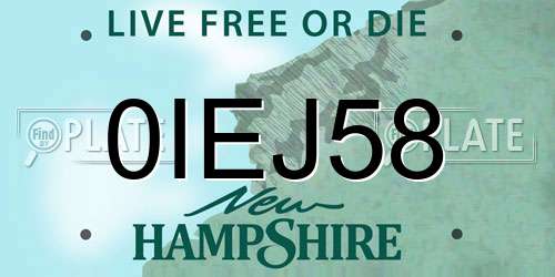 0IEJ58 New Hampshire License Plate