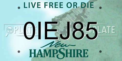 0IEJ85 New Hampshire License Plate