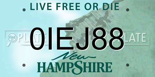 0IEJ88 New Hampshire License Plate