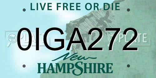 0IGA272 New Hampshire License Plate