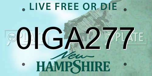 0IGA277 New Hampshire License Plate
