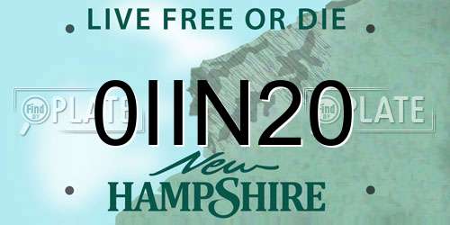 0IIN20 New Hampshire License Plate