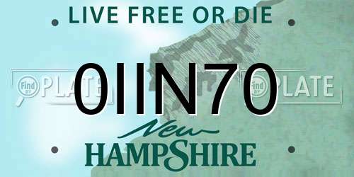 0IIN70 New Hampshire License Plate