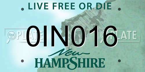 0IN016 New Hampshire License Plate
