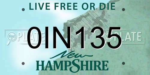 0IN135 New Hampshire License Plate