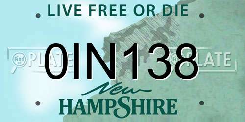 0IN138 New Hampshire License Plate