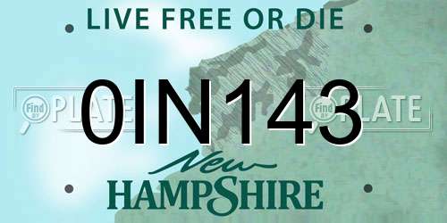 0IN143 New Hampshire License Plate