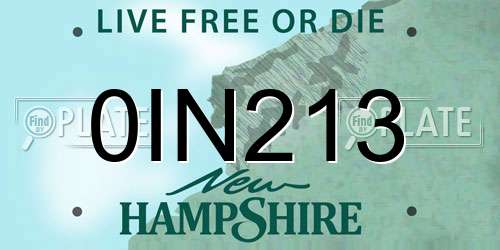 0IN213 New Hampshire License Plate