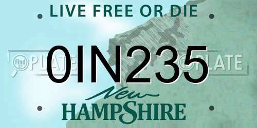 0IN235 New Hampshire License Plate