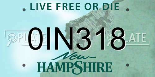 0IN318 New Hampshire License Plate