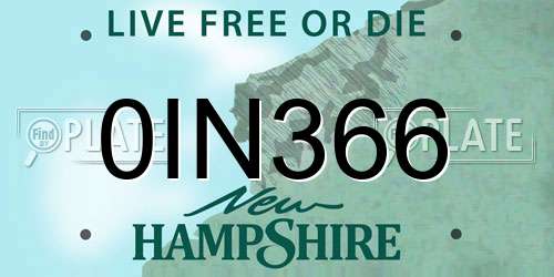 0IN366 New Hampshire License Plate