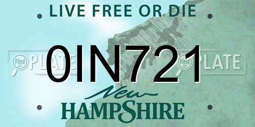 0IN721 New Hampshire License Plate